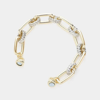 Gold Two Tone Chain Magnetic Bracelet
