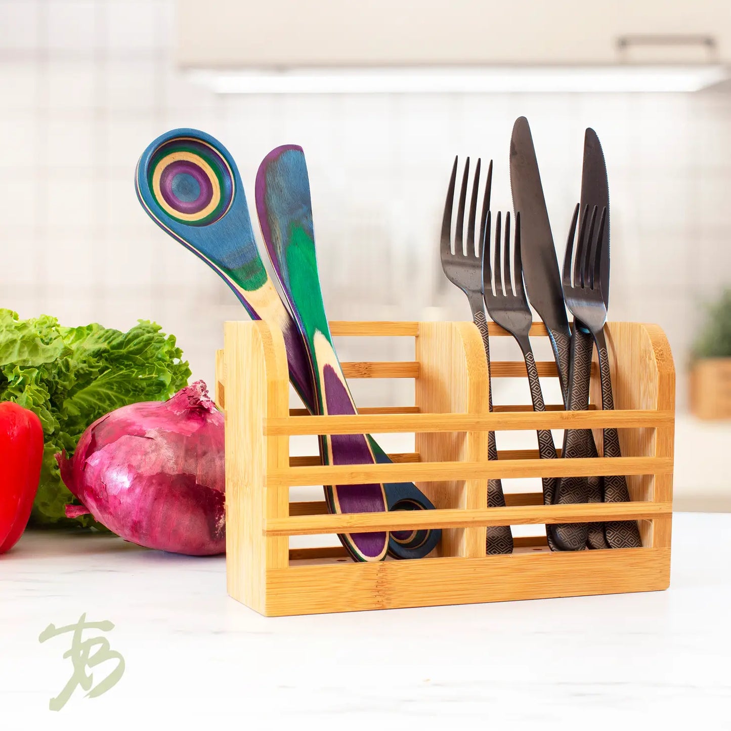 Bamboo Dish Rack Utensil Holder