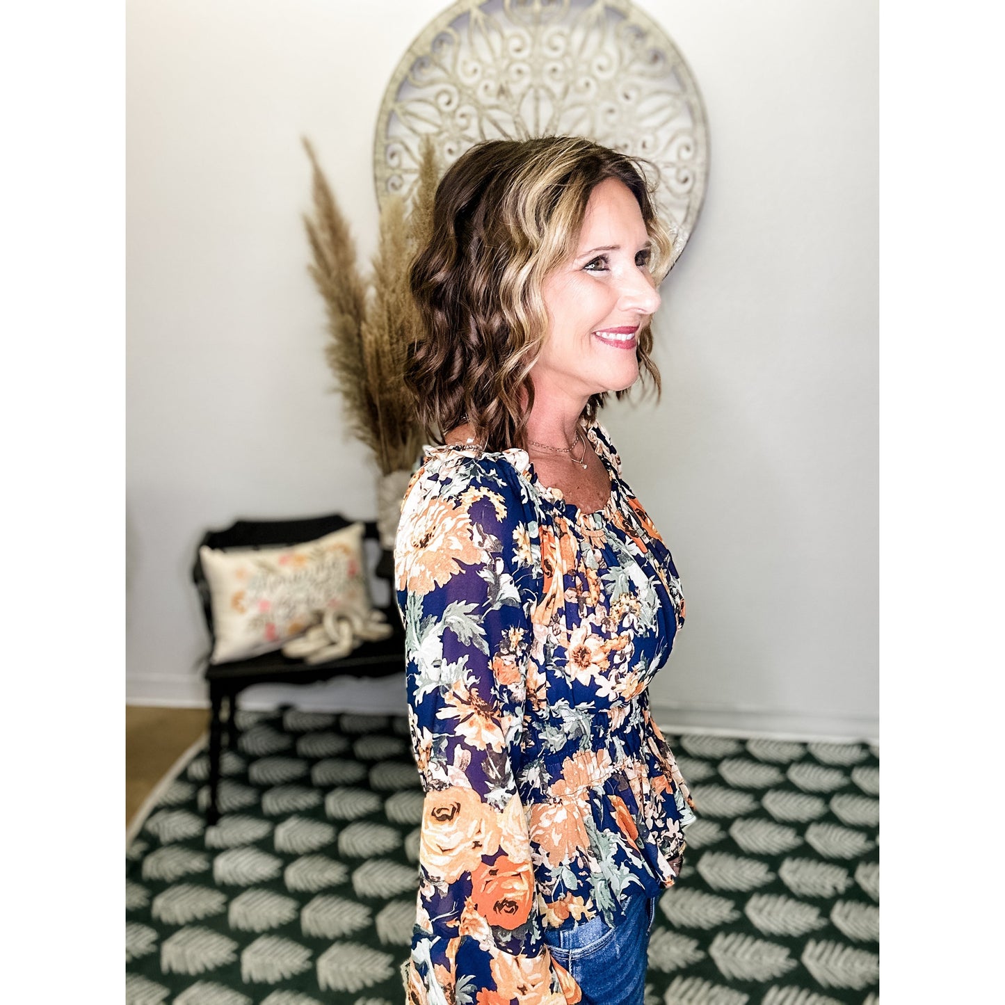 Floral Print Off Shoulder Top