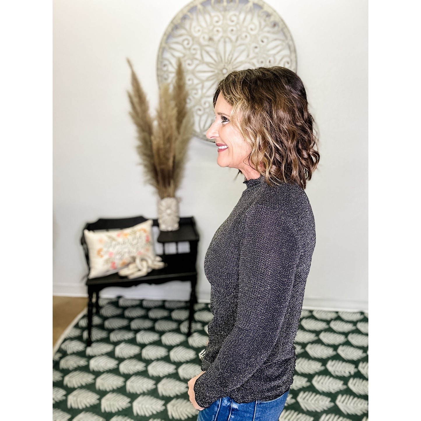 Holiday Slim-Fitting Sparkly Top