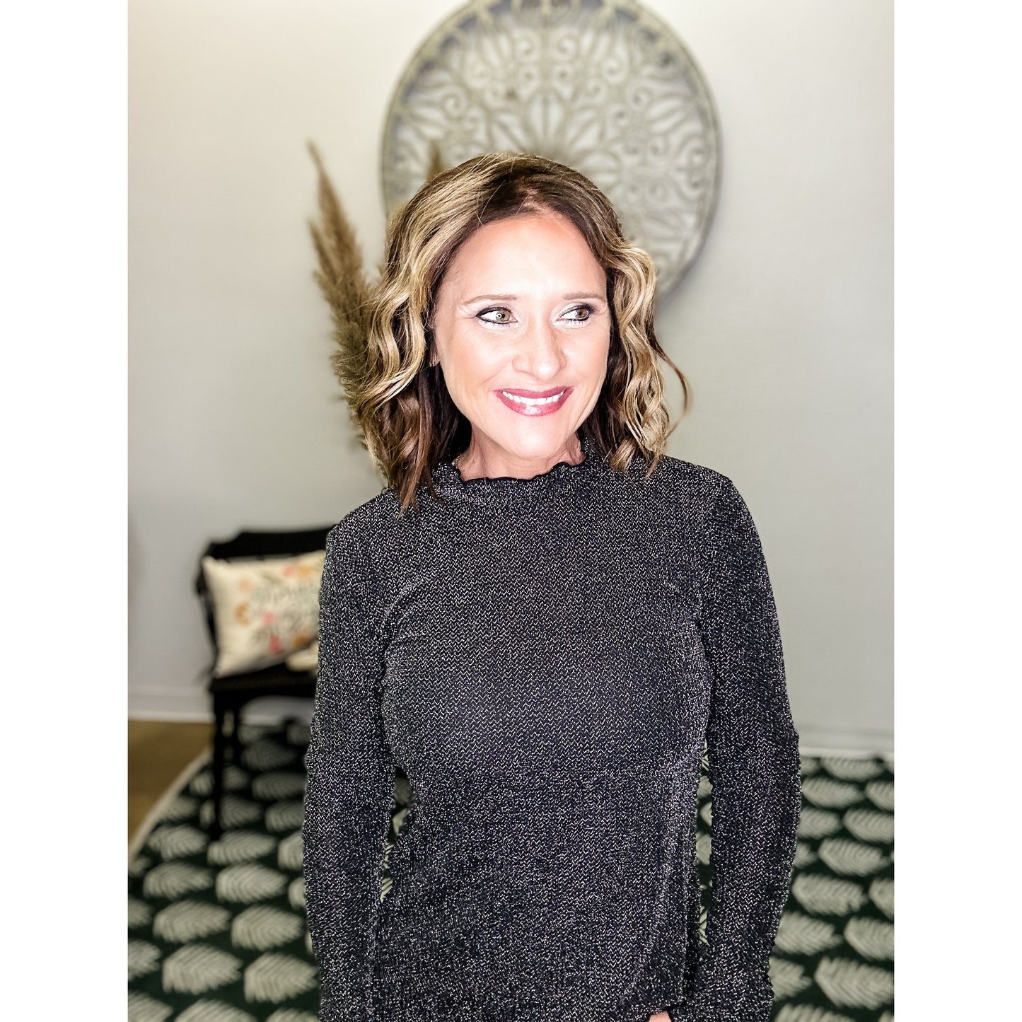 Holiday Slim-Fitting Sparkly Top