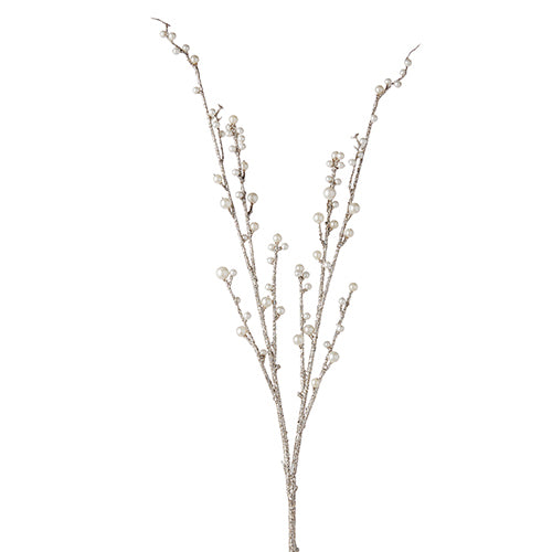 35" Glittered Pearl Branch