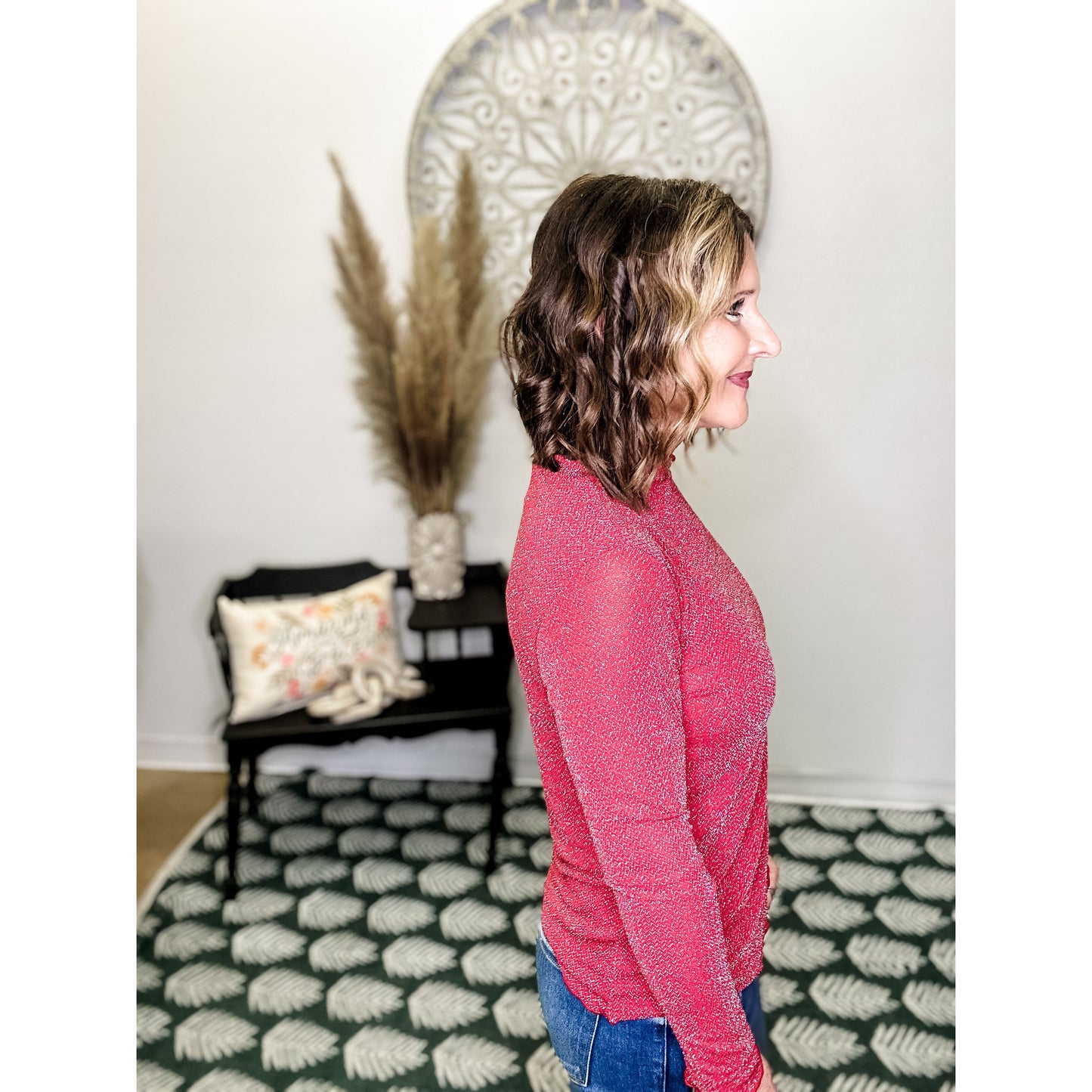Holiday Slim-Fitting Sparkly Top