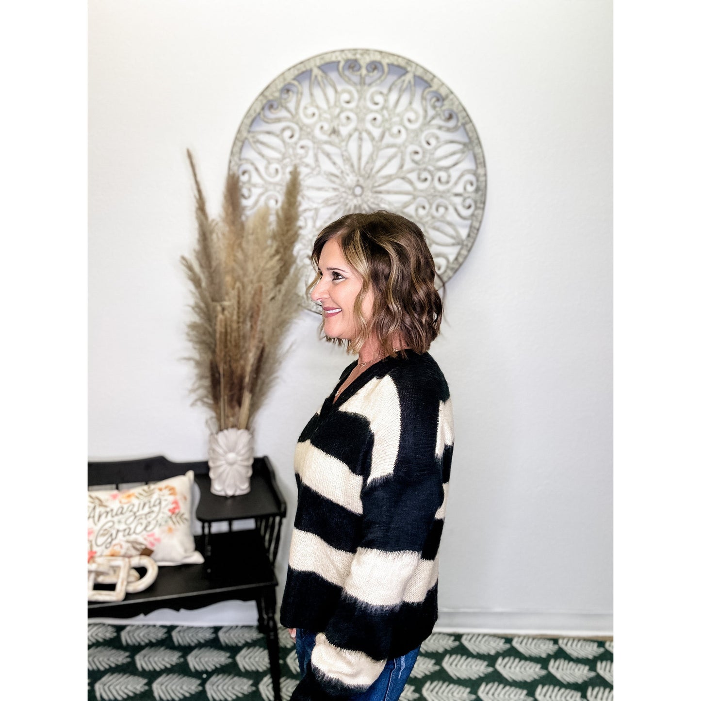 Fuzzy V Neck Sweater