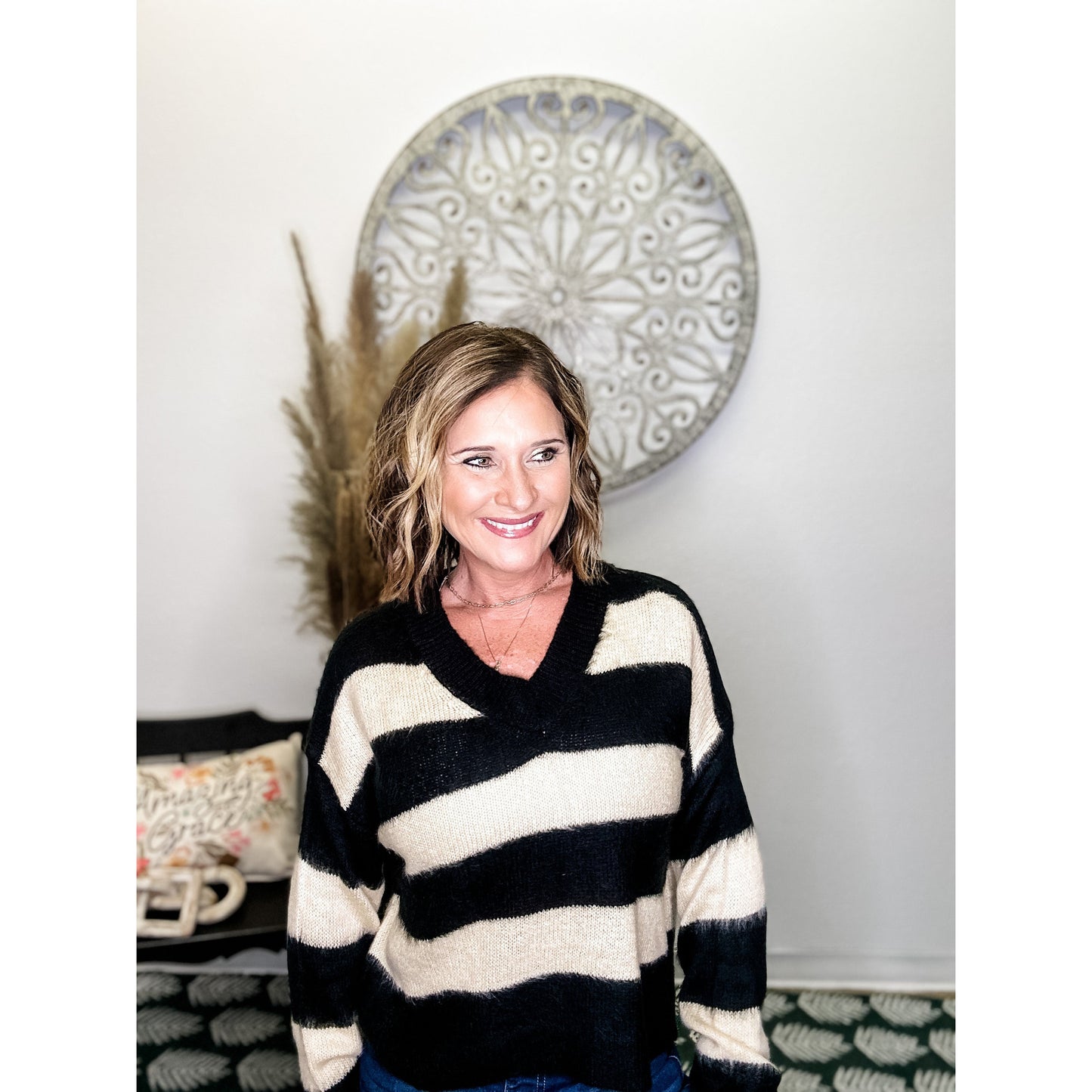 Fuzzy V Neck Sweater