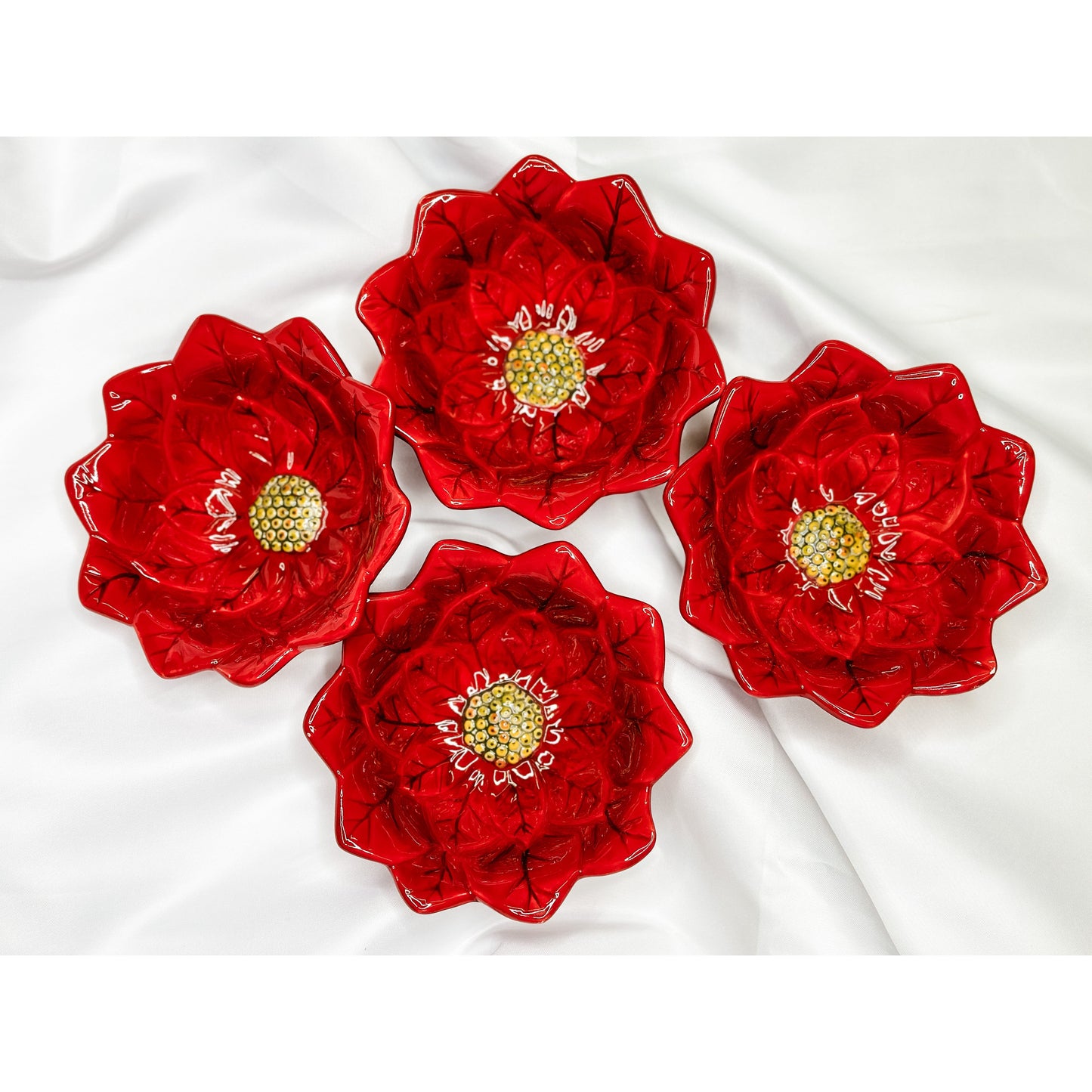 Set of 4-Poinsettia Ice Cream Bowls-Certified International