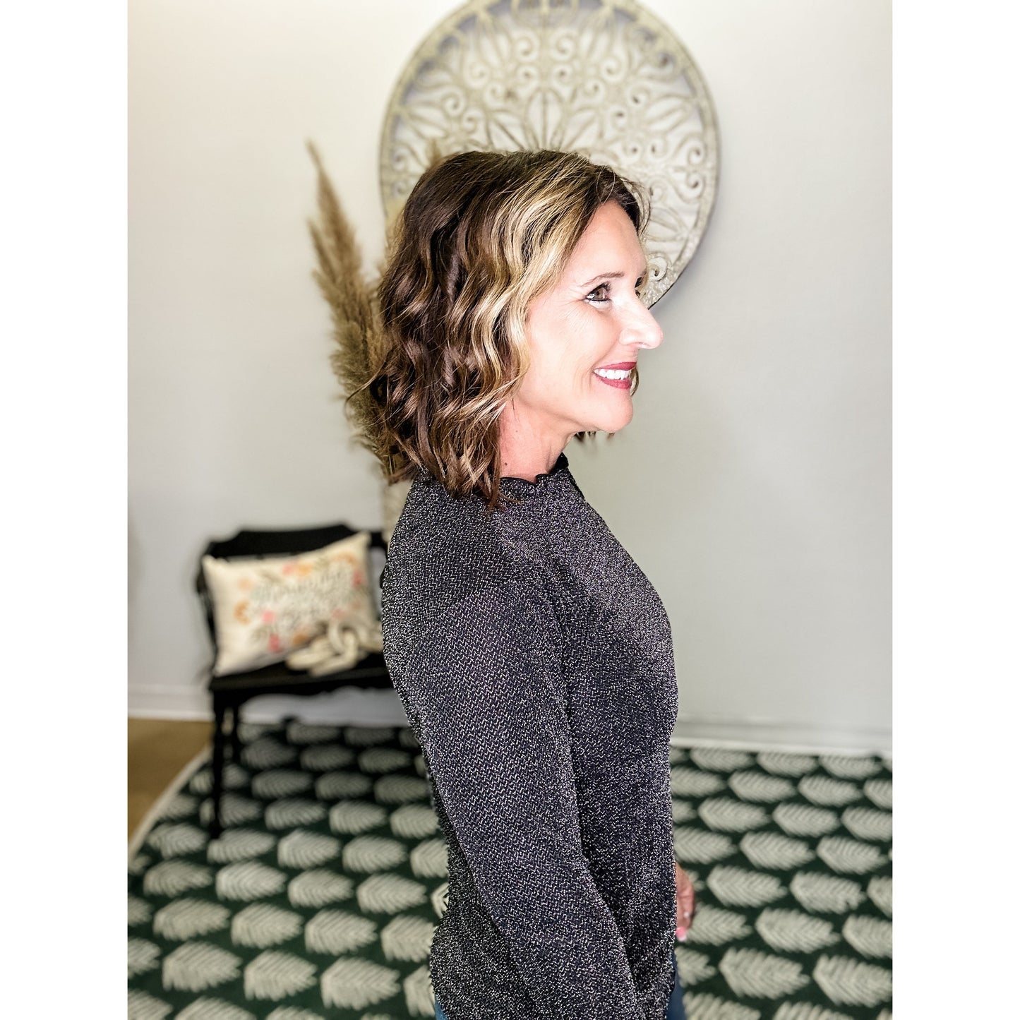 Holiday Slim-Fitting Sparkly Top