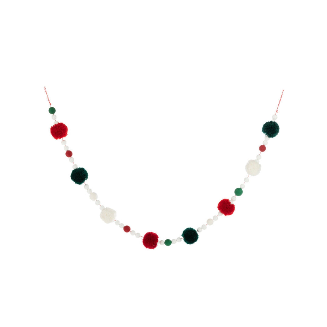 Cozy Red Green Pom Garland