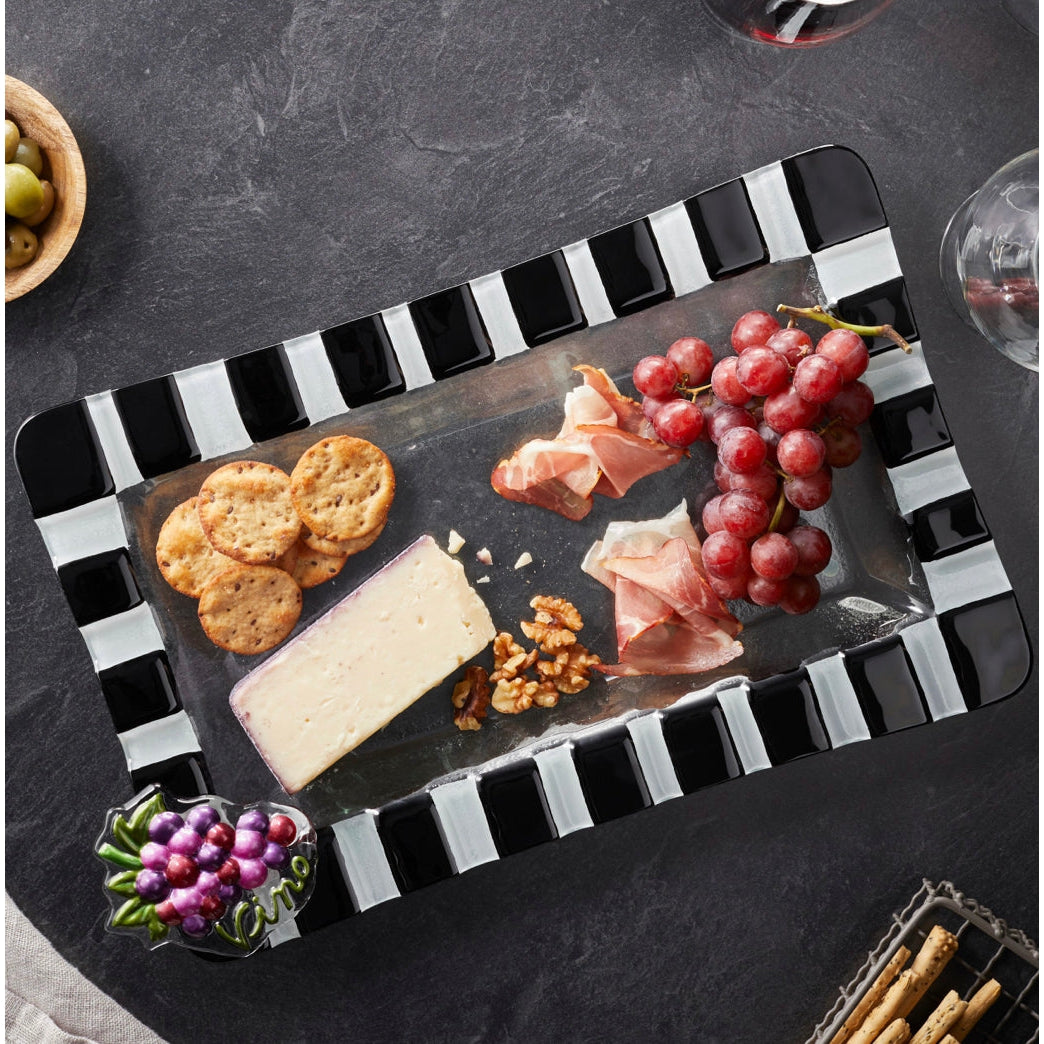 Black and White Striped Rectangle Pop-In Platter