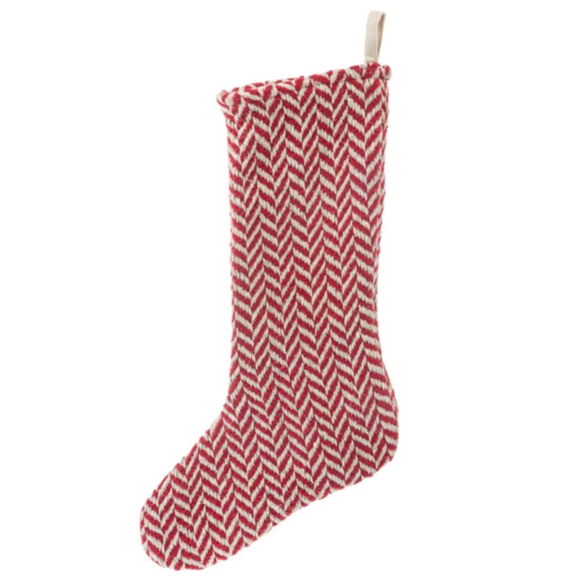 Red & Natural Herringbone Stocking