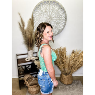 Green Cropped Tank Top