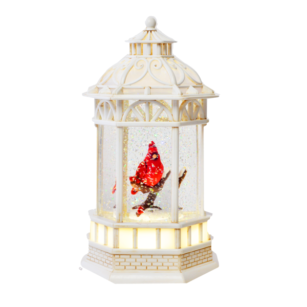 LED Light Up Rotating Shimmer Cardinal Lantern