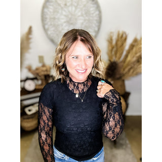 Sheer Lace Long Sleeve Top