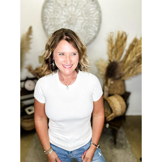 Short-sleeved Micro-ribbed Top