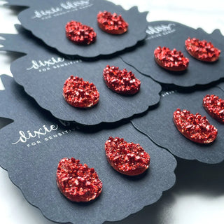 Teardrops in Red Glitter
