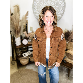 Vintage Floral Contrast Denim Jacket