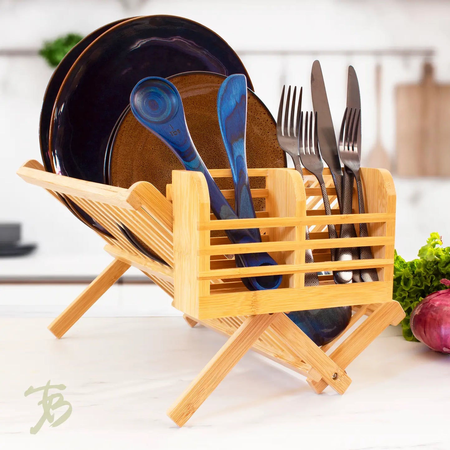 Bamboo Dish Rack Utensil Holder