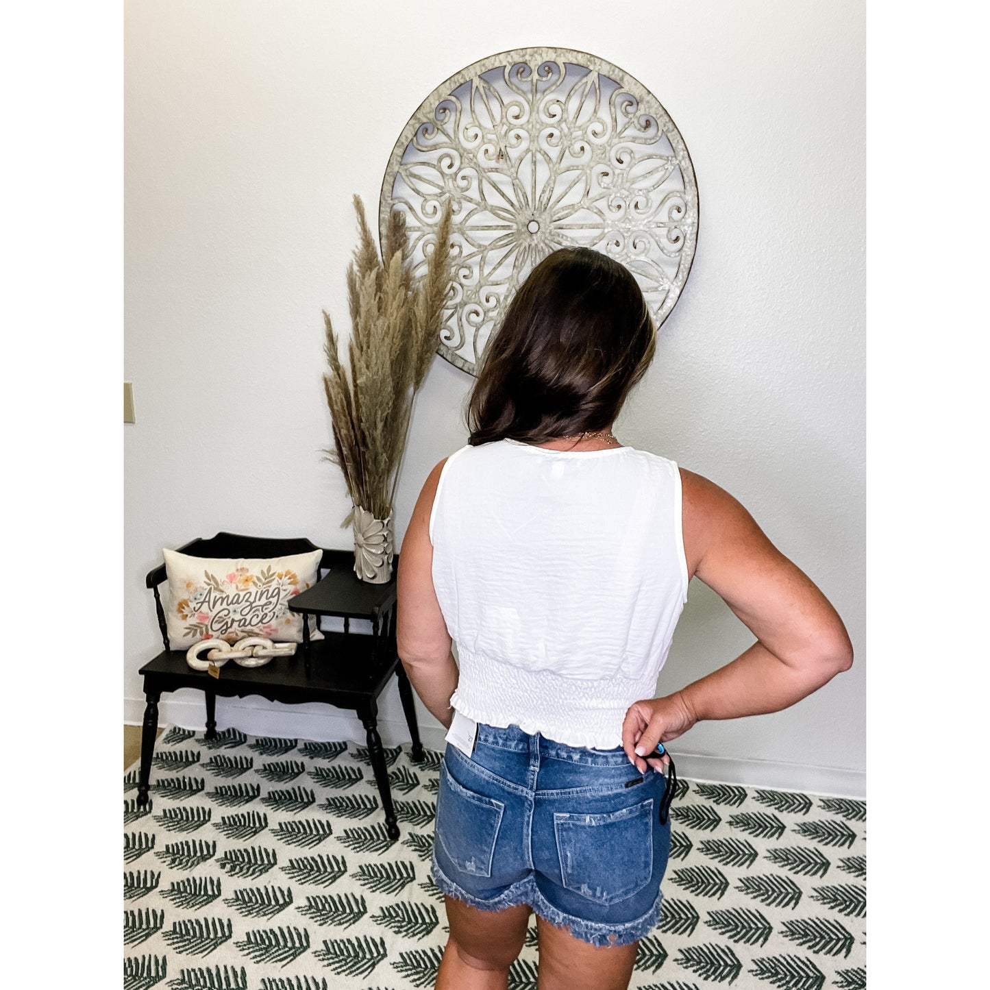 White Sleeveless Surplice Tank