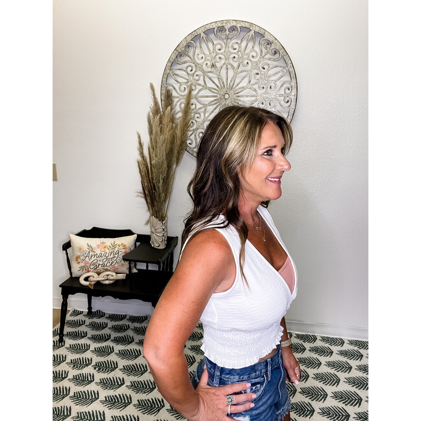 White Sleeveless Surplice Tank