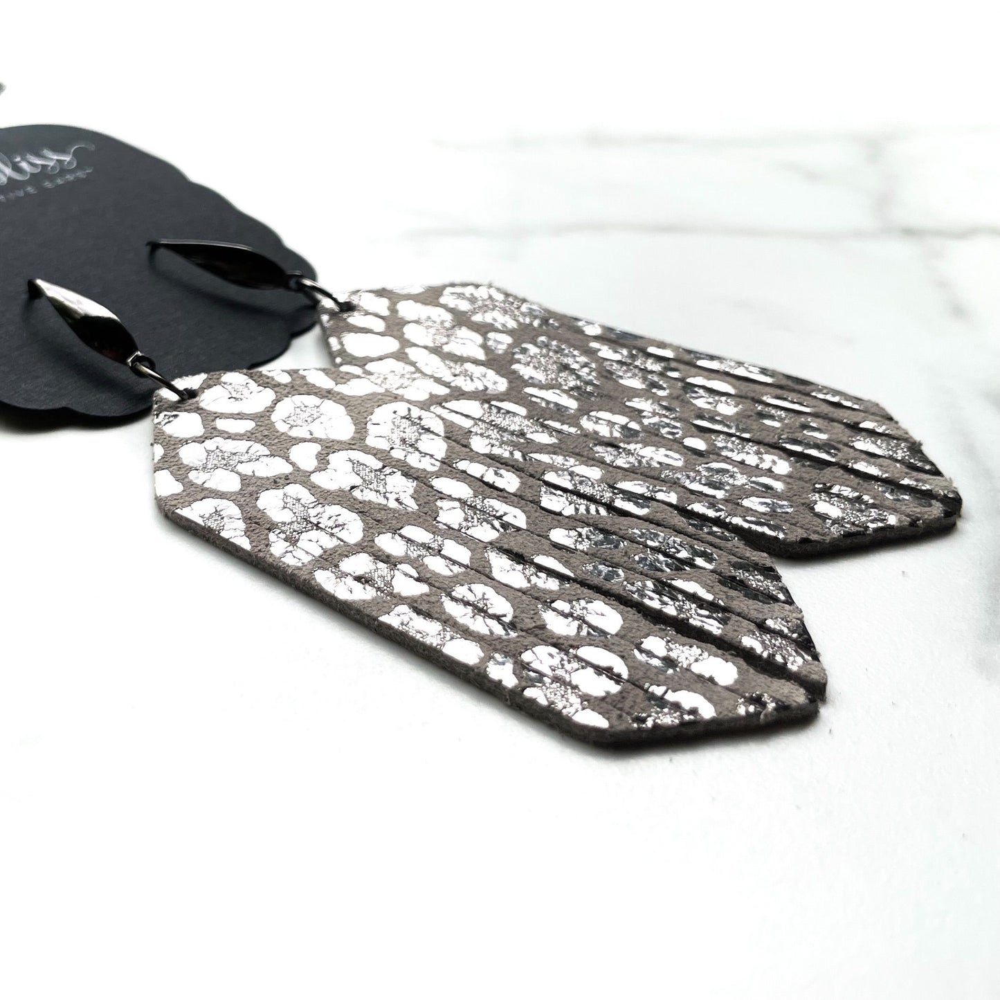 Sahara | Silver Leopard Earrings