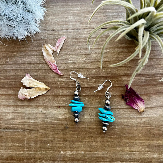 Simple Dangle Earrings with Real Turquoise and Navajos
