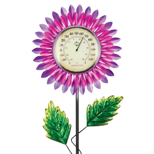 Thermometer Solar Stake | Pink Daisy