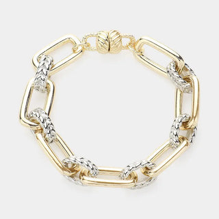 Gold Two Tone Chain Magnetic Bracelet