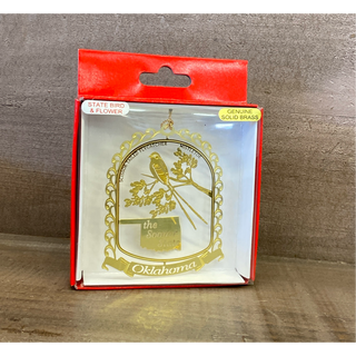 Ok Bird Flower Brass Ornament