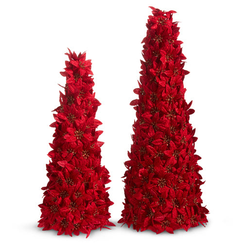 16.5" Red Poinsettia Cone Trees
