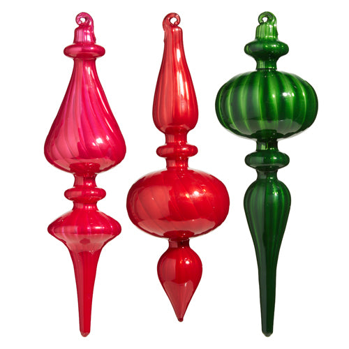 9.75" Blown Glass Finial Ornament