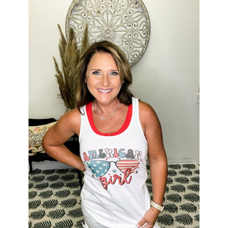 🟢American Girl White Racerback Tank