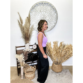 Black V Waist Wide Pant