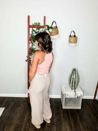 Bow Detail Striped Pants