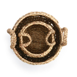 Braided Baskets with Handle - Set of 2 Grass