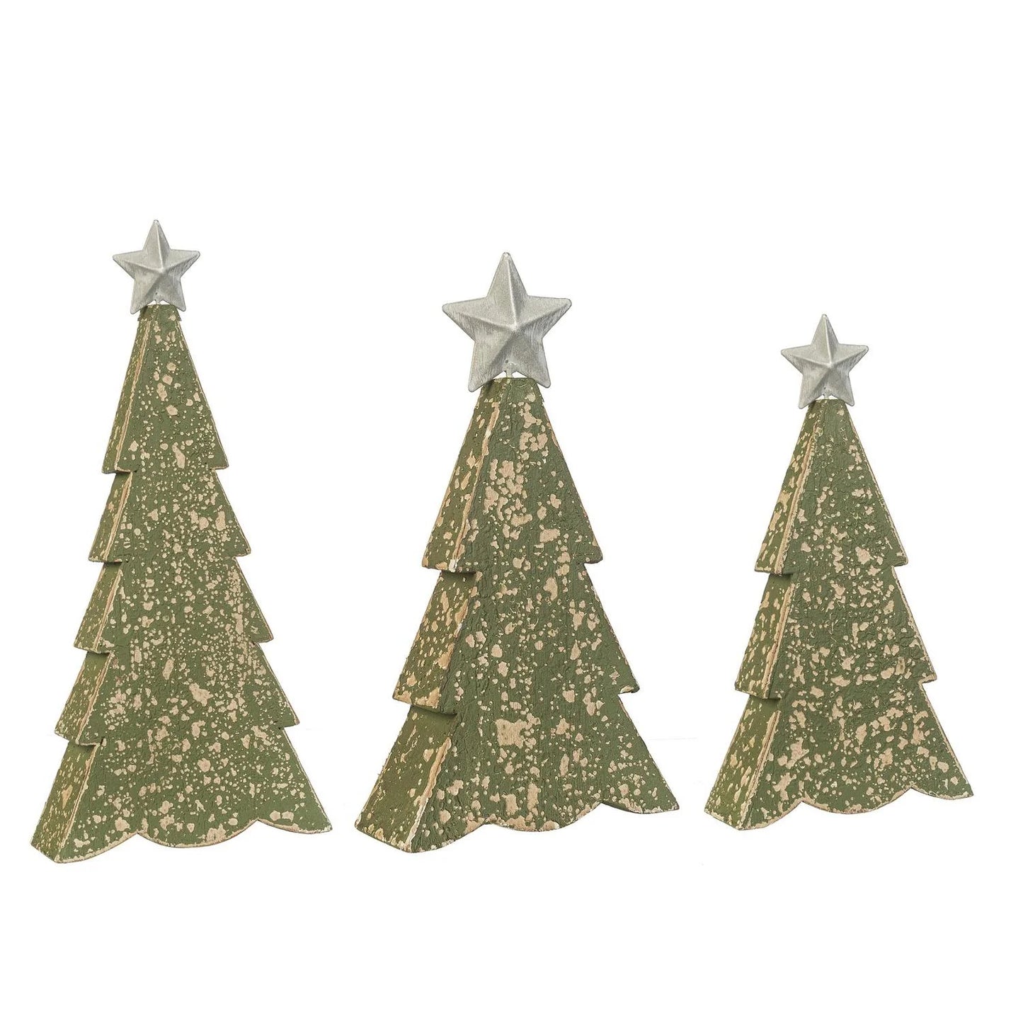 Weathered Green Tree | Set of 3