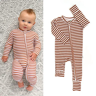 Fuqua Baby Registry | Chase Brown Ribbed Zip Bamboo Baby Sleeper
