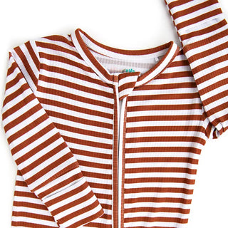 Fuqua Baby Registry | Chase Brown Ribbed Zip Bamboo Baby Sleeper