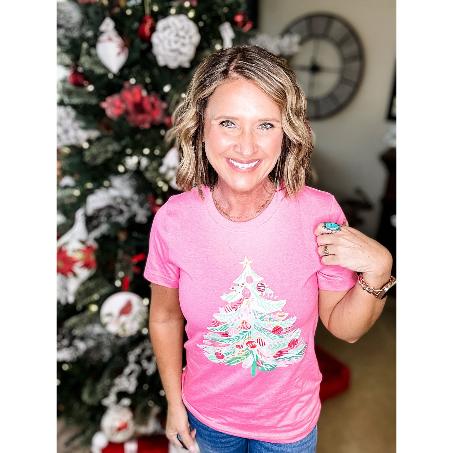 Pink Christmas Tree Tee