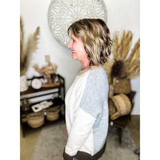 Color Block Long Sleeve Knit Sweater