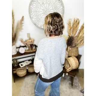 Color Block Long Sleeve Knit Sweater