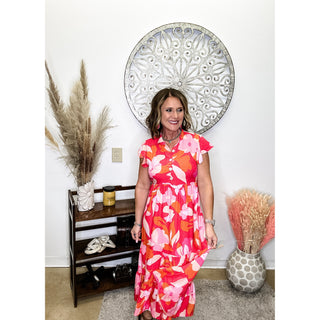 Coral Floral Dress