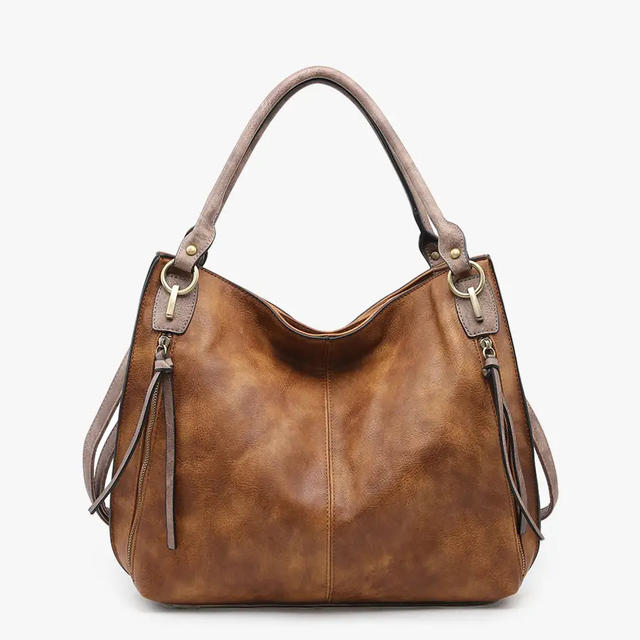 Connar Distressed Side Pocket Tote-Brown