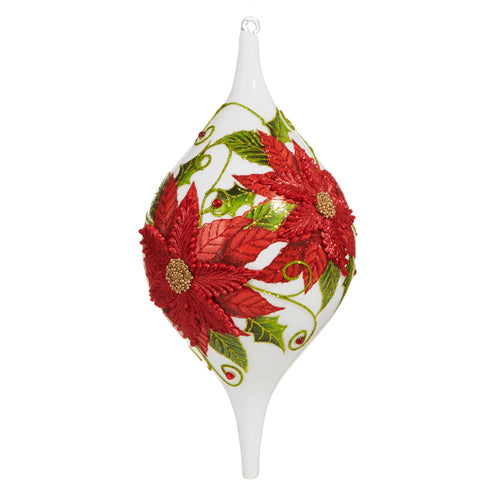 13" Poinsettia Teardrop Ornament