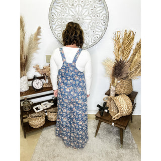 Floral Print Denim Overall