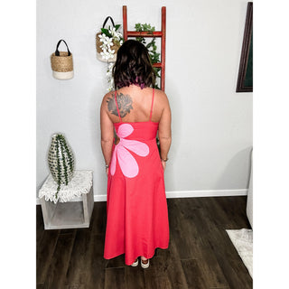 Floral Side Cutout Dress