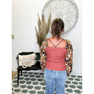 🟣Floral Square Neck Blouse