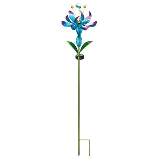 Flower Spinner Solar Stake - Blue