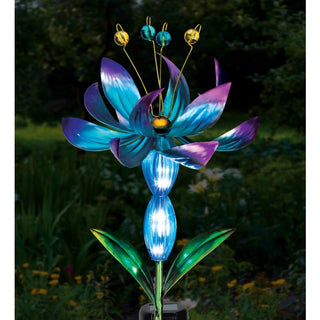 Flower Spinner Solar Stake - Blue