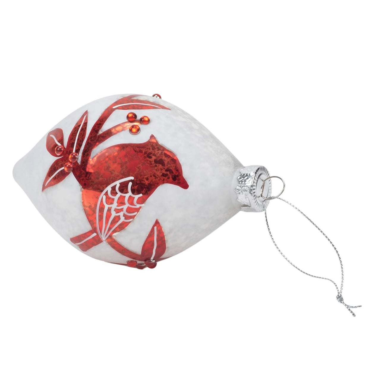 Cardinal Finial Winter White Ornament