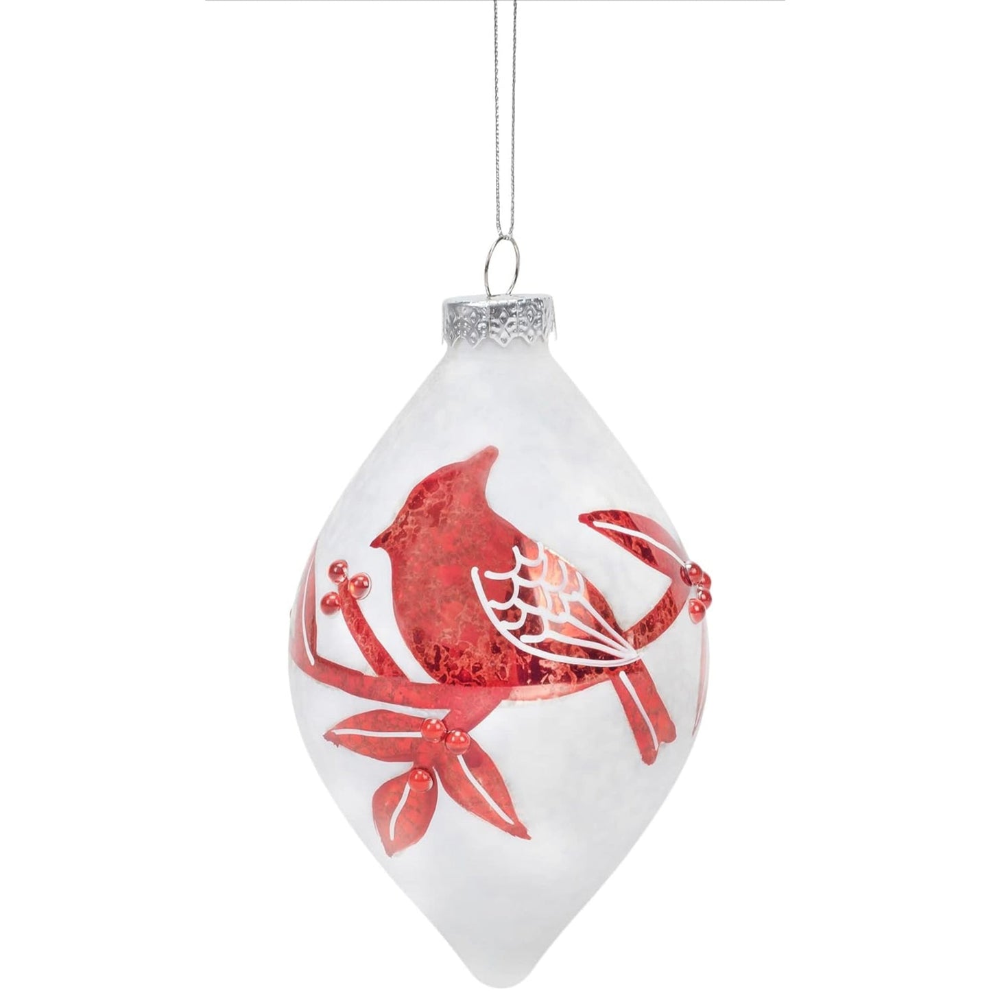 Cardinal Finial Winter White Ornament